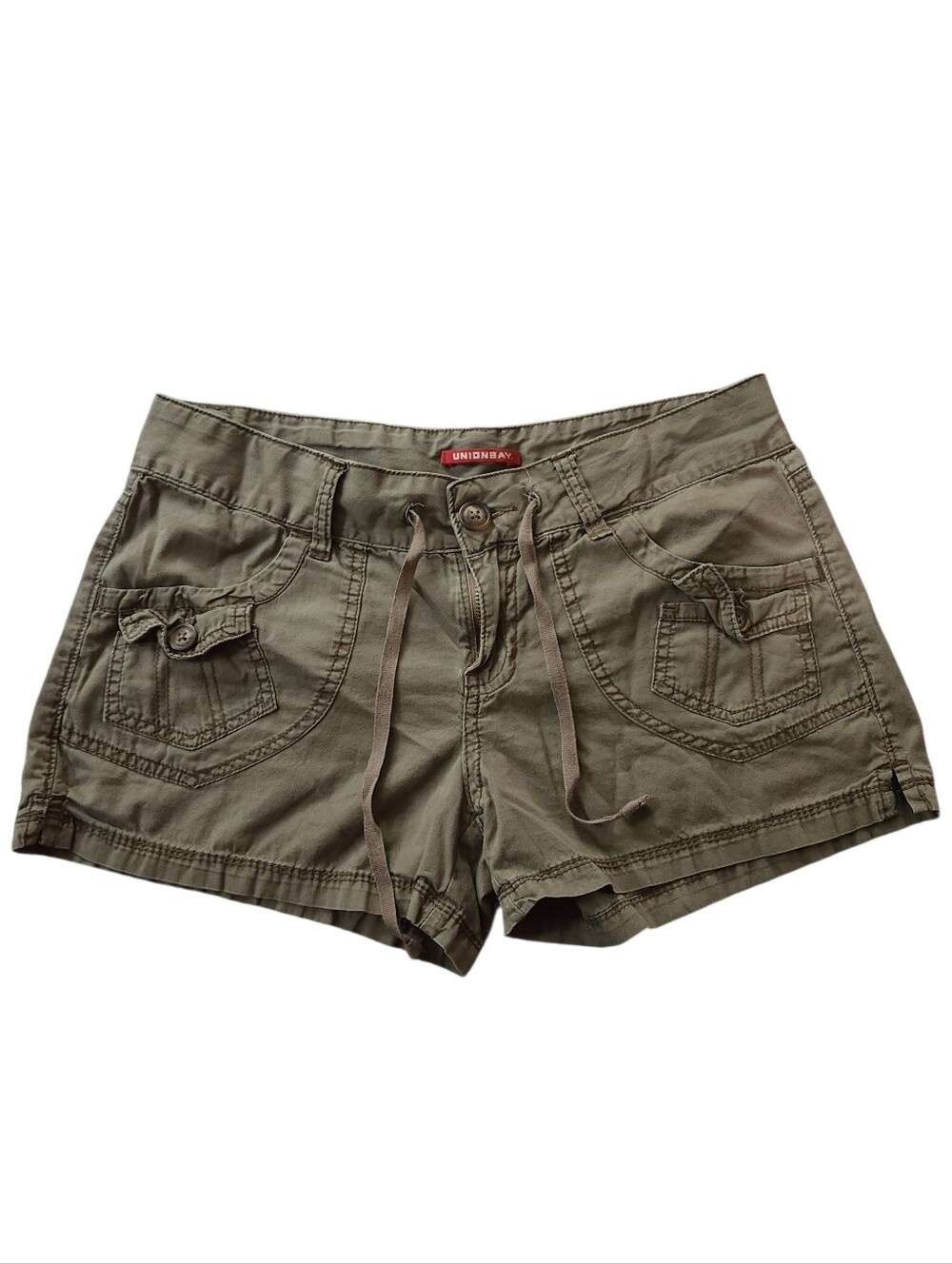 Y2K UNIONBAY Drawstring Brown Cargo Shorts Sz 9